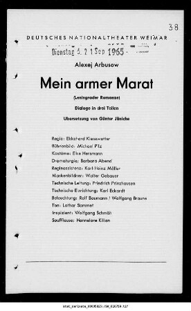 Mein armer Marat (Leningrader Romanze)