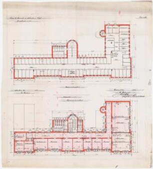 Collegium Bernhardinum, Attendorn: Dachgeschoss- und Obergeschossgrundriss 1:100