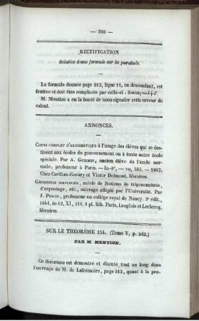 Sur le théorème 154.