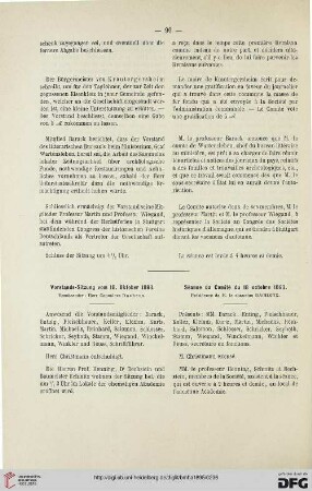 Vorstands-Sitzung vom 18. Oktober 1893 / Séance du Comité du 18 octobre 1893