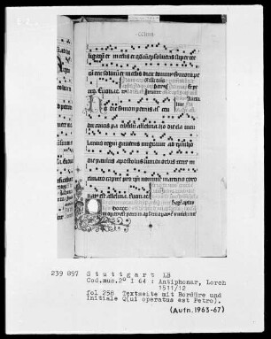 Antiphonarium (Benediktinerhandschrift) — Initiale Q(ui operatus est Petro), Folio 258recto