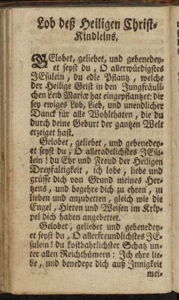 Lob deß Heiligen Christ-Kindleins.