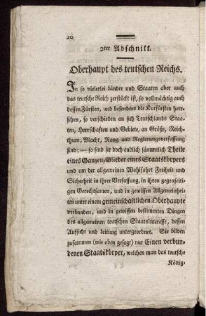 2ter Abschnitt. Oberhaupt des teutschen Reichs.