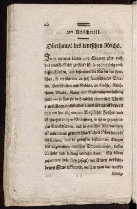 2ter Abschnitt. Oberhaupt des teutschen Reichs.