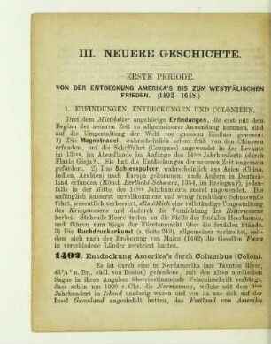 Erste Periode. Von der Entdeckung Amerika's bis zum Westfälischen Frieden (1492 - 1648)