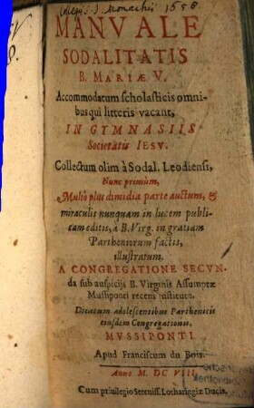 Manuale sodalitatis Mariae originis