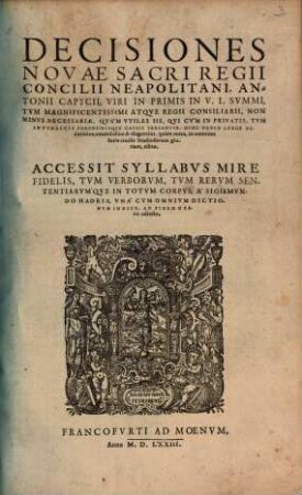 Decisiones Neapolitanae Antiquae Et Novae