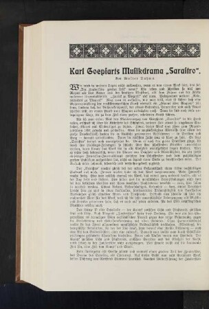 Karl Goepfarts Musikdrama "Sarastro". Von Walter Dahms.