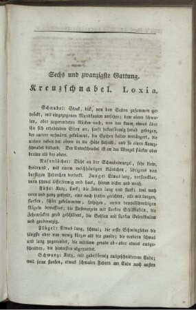 Sechs und zwanzigste Gattung. Kreuzschnabel. Loxia.