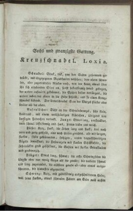 Sechs und zwanzigste Gattung. Kreuzschnabel. Loxia.