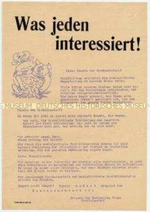 Flugblatt der Nationalen Front Großhelmsdorf mit Aufruf an Einzelbauern zum Eintritt in die LPG