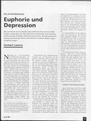 Exil in Skandinavien: Euphorie und Depression