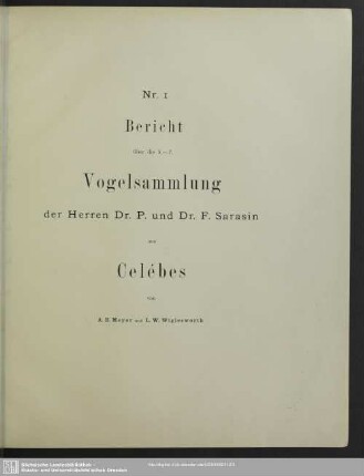Bericht über die 5. - 7. Vogelsammlung der Herren Dr. P. und Dr. F. Sarasin aus Celébes