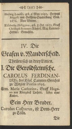 IV. Die Grafen v. Manderscheid.