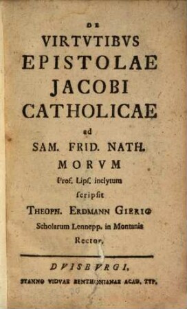 De Virtutibus Epistolae Jacobi Catholicae