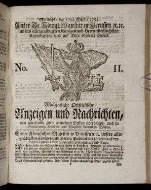 No. 11. Montags, den 17ten Martii, 1755.