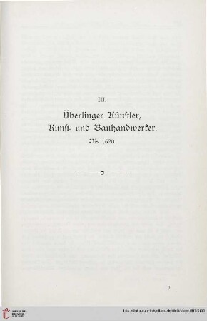 III. Überlinger Künstler, Kunst- und Bauhandwerker bis 1620