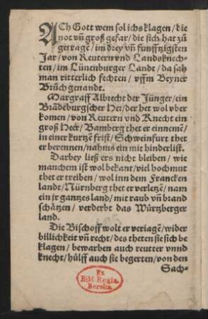 ACh Gott/ wem sol ichs klagen/ die || not vn groß gefar/