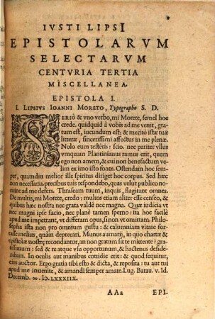 Ivsti Lipsi[i] Epistolarvm Selectarvm Centvria ... Miscellanea, 3