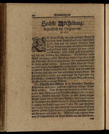 Sechste Abtheilung / begeiffend die Origines medii ævi.