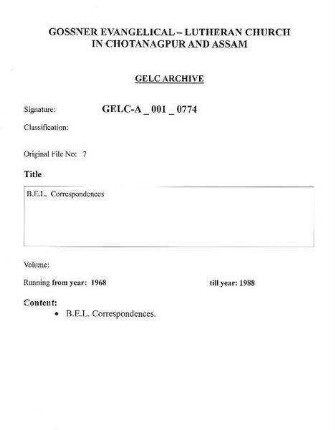 B.E.L. Correspondences