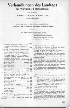 56. Sitzung, Bebenhausen, 24.3.1949