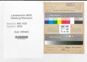 Entnazifizierung Wilhelm Aust , geb. 26.07.1904 (Maschinist)