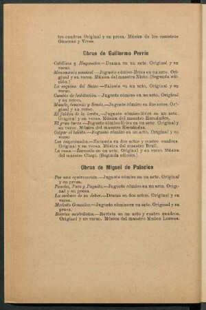 Obras de Guillermo Perrín [y] Miguel de Palacios