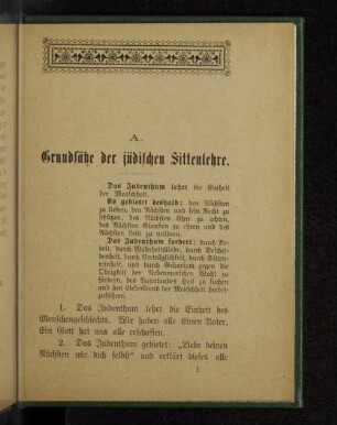 A. Grundsätze der jüdischen Sittenlehre.