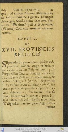 Caput V De XVII Provinciis Belgicis
