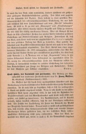 327-328 [Rezension] Meffert, Franz, Ernst Häckel, der Darwinist und Freidenker