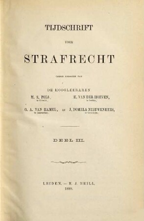 Tijdschrift voor strafrecht, 3. 1889