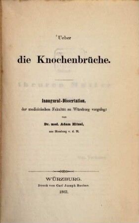 Ueber die Knochenbrüche