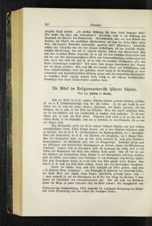 ¬Die¬ Bibel im Religionsunterricht höherer Schulen