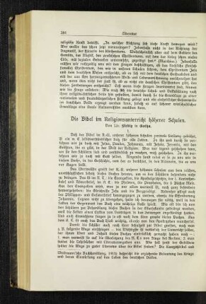 ¬Die¬ Bibel im Religionsunterricht höherer Schulen