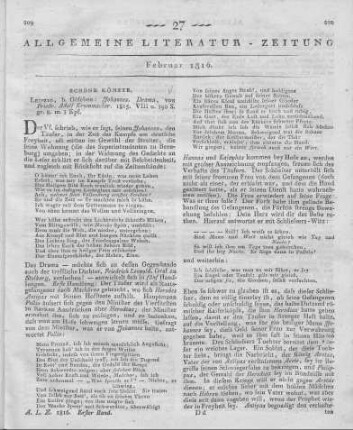 Krummacher, F. A.: Johannes. Drama. Leipzig: Göschen 1815