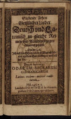 Siebende Zehen Geistlicher Lieder.