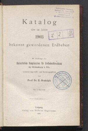 3.1905: Beiträge zur Geophysik / Ergänzungsband : Zeitschr. für physikalische Erdkunde ; zugl. Organ d. Kaiserlichen Hauptstation für Erdbebenforschung zu Straßburg i. E