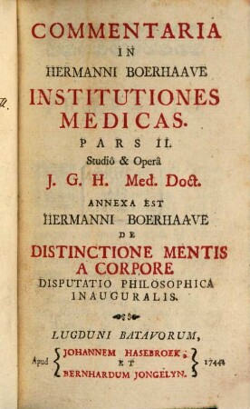 Commentaria In Hermanni Boerhaave Institutiones Medicas, 2