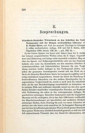 226-228 [Rezension] Bauer, Walter, Griechisch-deutsches Wörterbuch zu den Schriften des Neuen Testaments und der übrigen urchristlichen Literatur
