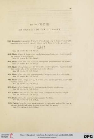 10. Gioie ed oggetti di vario genere (No. 3047 - 3160)