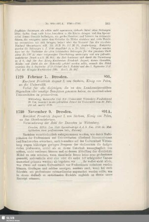 891. 1729, Februar 7. Dresden