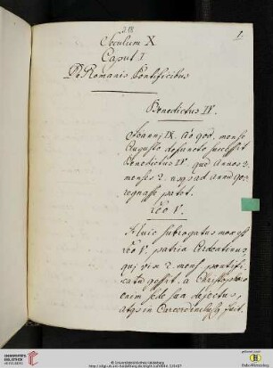 Seculum X Caput I. De Romanis Pontificibus Benedictus IV.