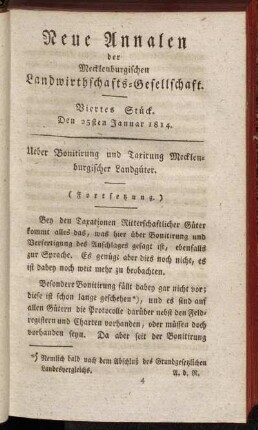 Viertes Stück. Den 25sten Januar 1814.