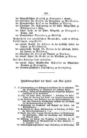Inhaltsverzeichnis des April- und Mai-Heftes