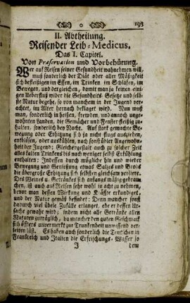 II. Abtheilung. Reisender Leib-Medicus.