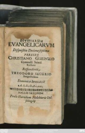 Divitiarum Evangelicarum Disquisitio Decima septima