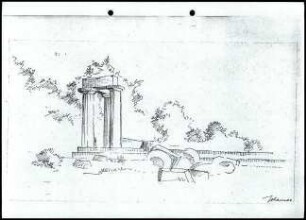 Kopie einer Handskizze, Restaurierungsvorschlag für Zeus-Tempel