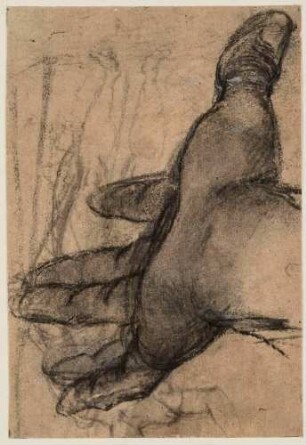 Studie einer offenen Hand (recto; Studie für die rechte Hand des heiligen Franziskus in Baroccis Gemälde "Il Perdono d'Assisi" in Urbino, San Francesco)