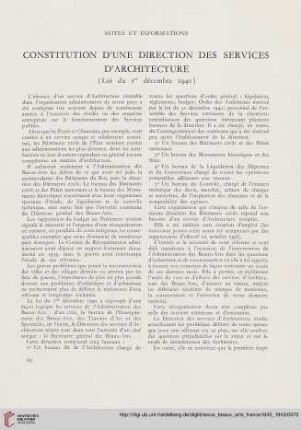 Constitution d'une direction des services d'architecture